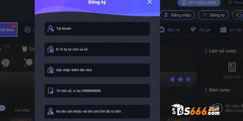 Đăng ký tài khoản S666 gặp trục trặc